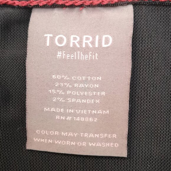 Torrid "Feel The Fit" Ladies Size 26S Red Super Soft Bombshell Flare Jeans - Picture 5 of 13